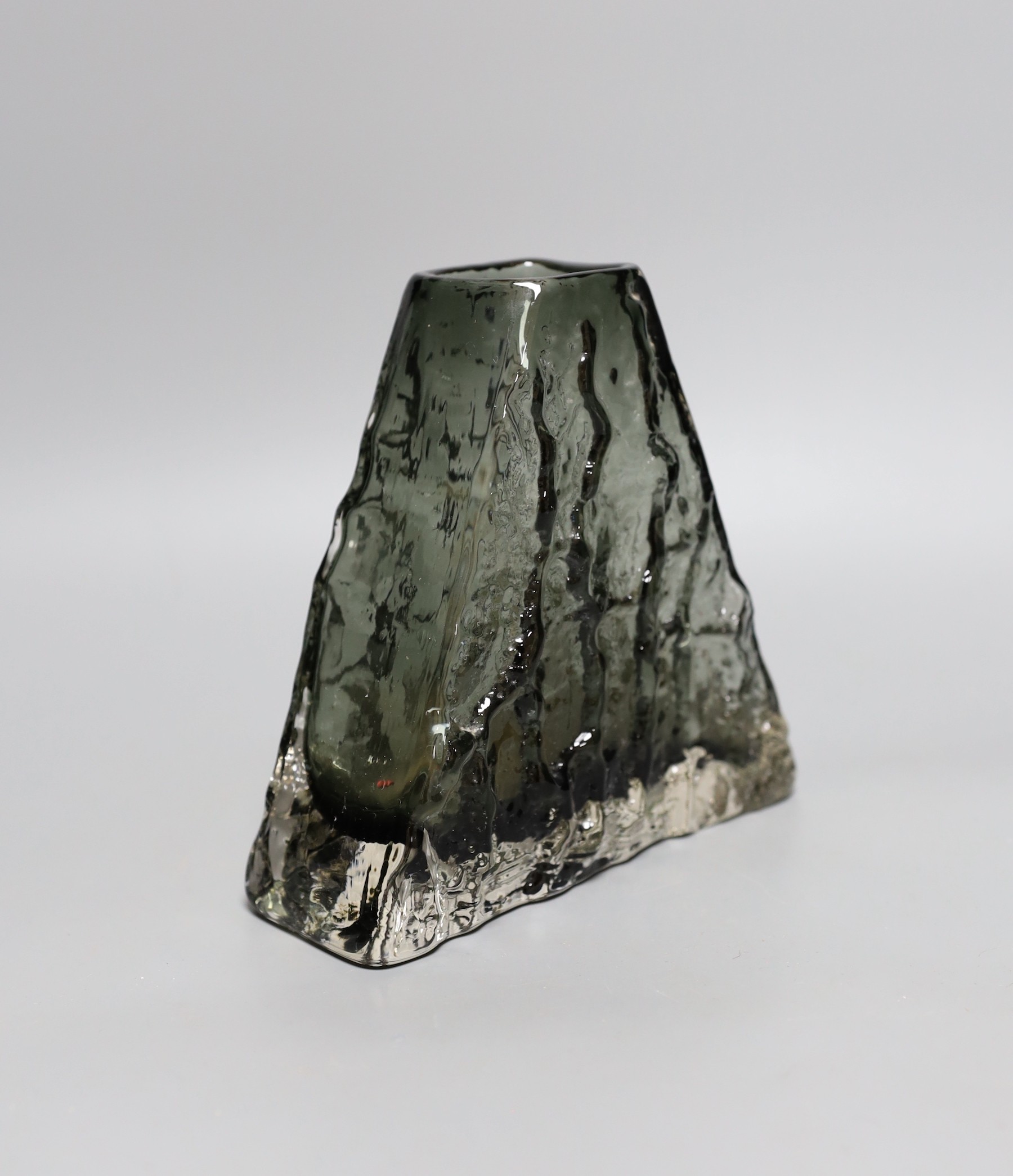 A Whitefriars Geoffrey Baxter Pewter Bark pyramid vase, 18cm tall